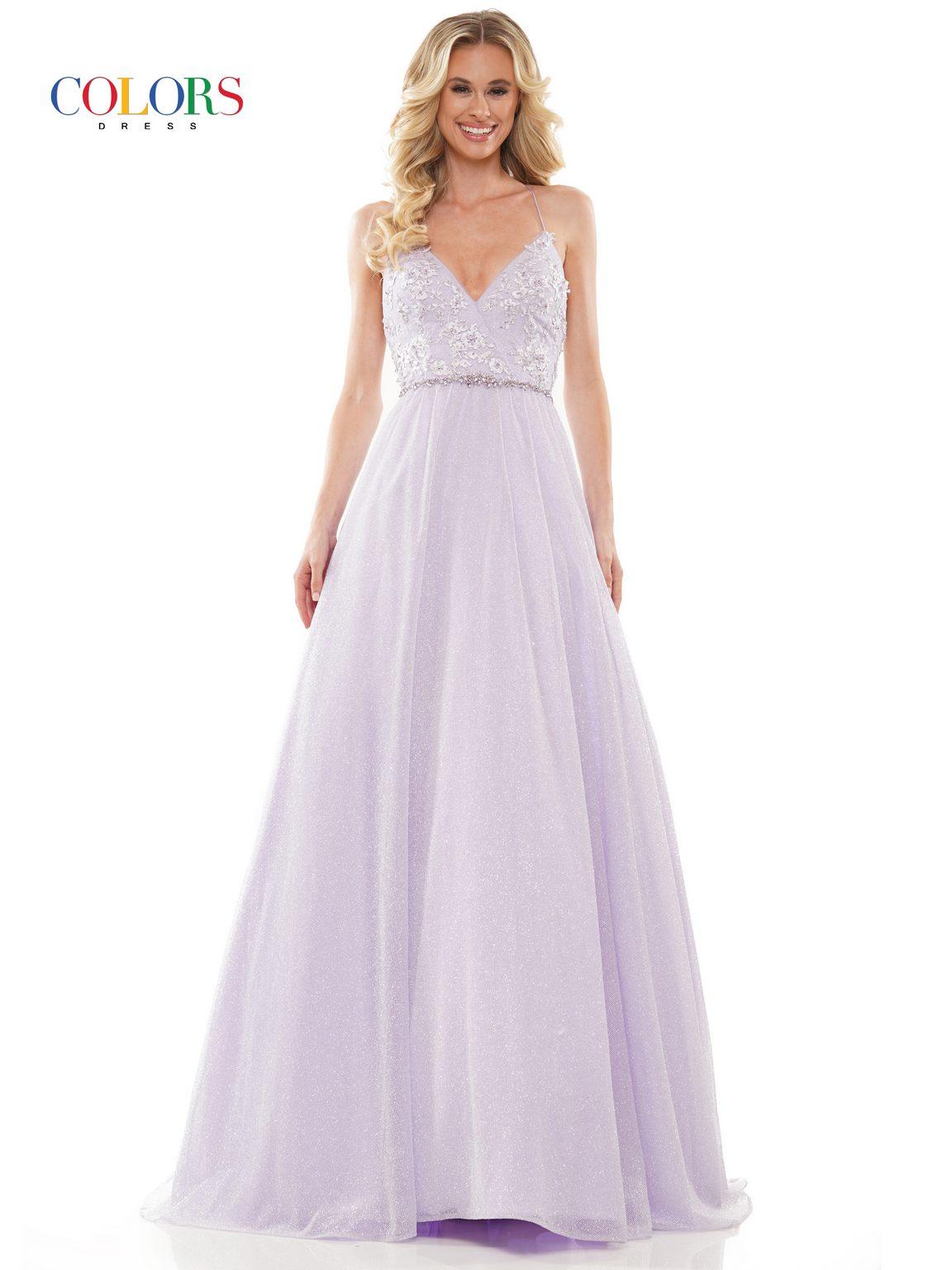 Colors 2480 Colors Long Formal Glitter Mesh Prom Dress