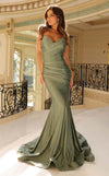Prom Dresses Long Prom Pleated Formal Dress Olive