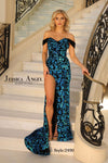 Prom Dresses Prom Long Formal Fitted Floral Sequin Dress Black/Blue