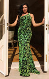 Prom Dresses Long Floral Formal Sequin Prom Dress Lime