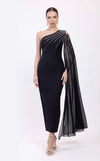 Prom Dresses Tea Length Fitted Formal Prom Dress Black