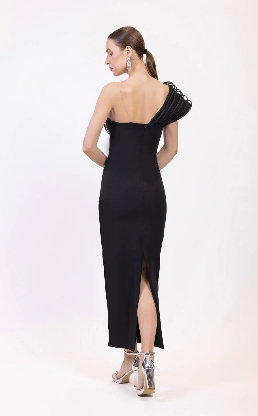Prom Dresses Fitted Long Formal Tea Length Prom Dress Black