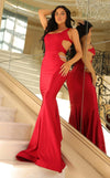Prom Dresses Beaded Long Formal Fitted Evening Prom Dress Red