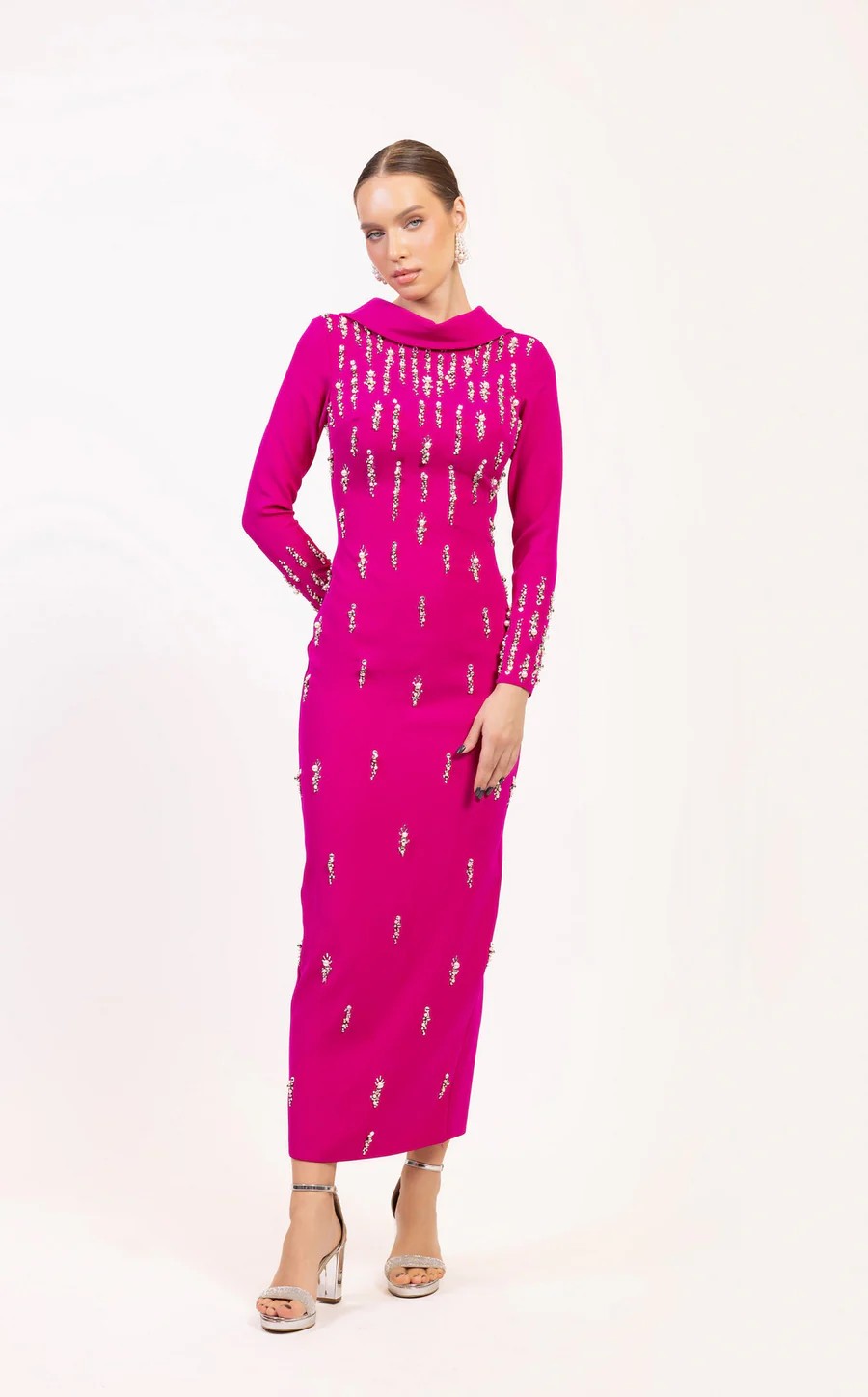 Formal Dresses Long Sleeve Formal Evening Dress Fuchsia