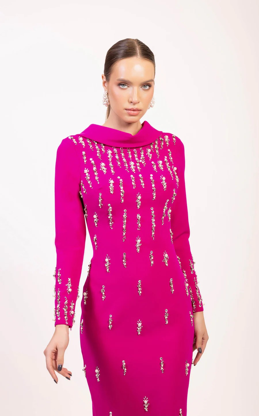 Formal Dresses Long Sleeve Formal Evening Dress Fuchsia