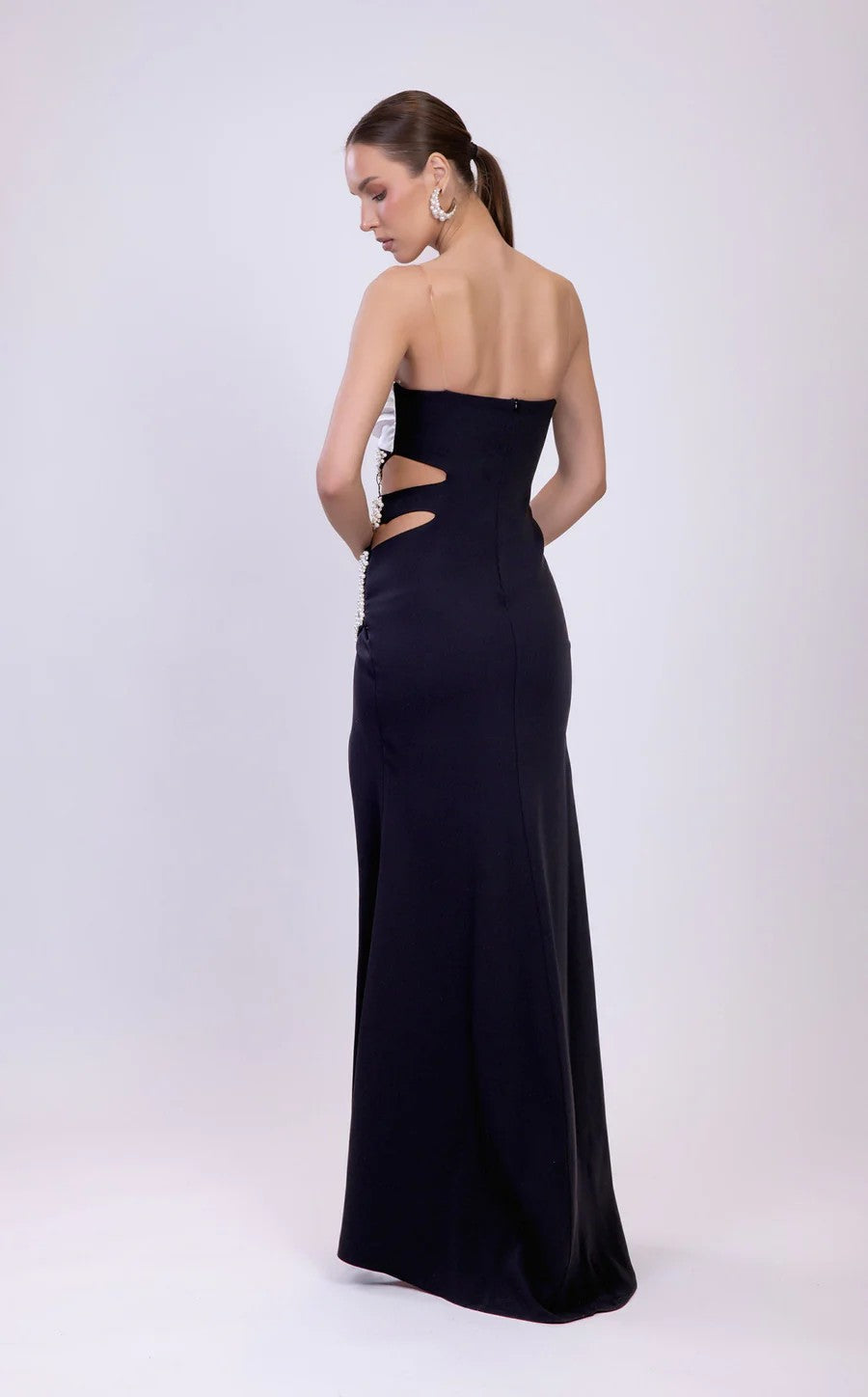 Prom Dresses Formal Long Fitted Slit Prom Dress Black/White