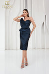 Cocktail Dresses Short Fitted Metallic Bodycon Cocktail Dress Navy