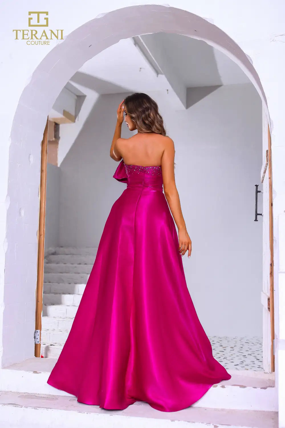 Formal Dresses Beaded A Line Long Formal Evening Prom Dress Magenta
