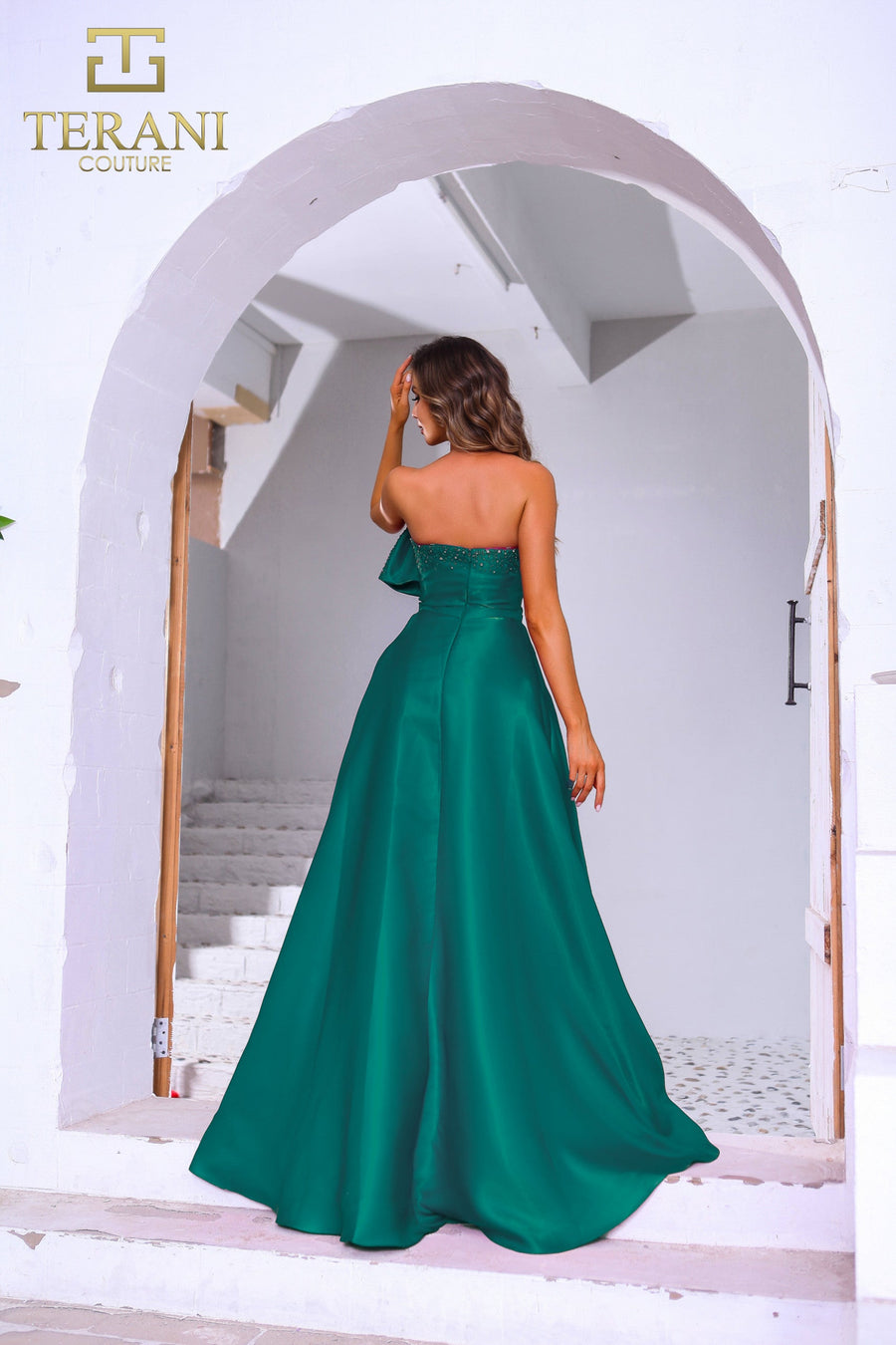 Formal Dresses Beaded A Line Long Formal Evening Prom Dress Emerald