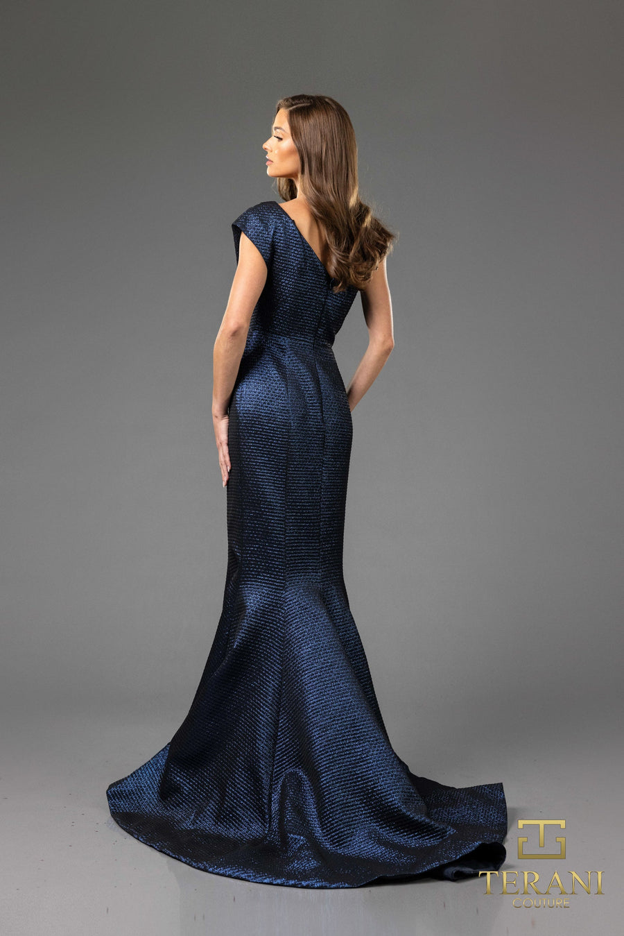 Formal Dresses Long Mermaid Formal Metallic Evening Dress Navy