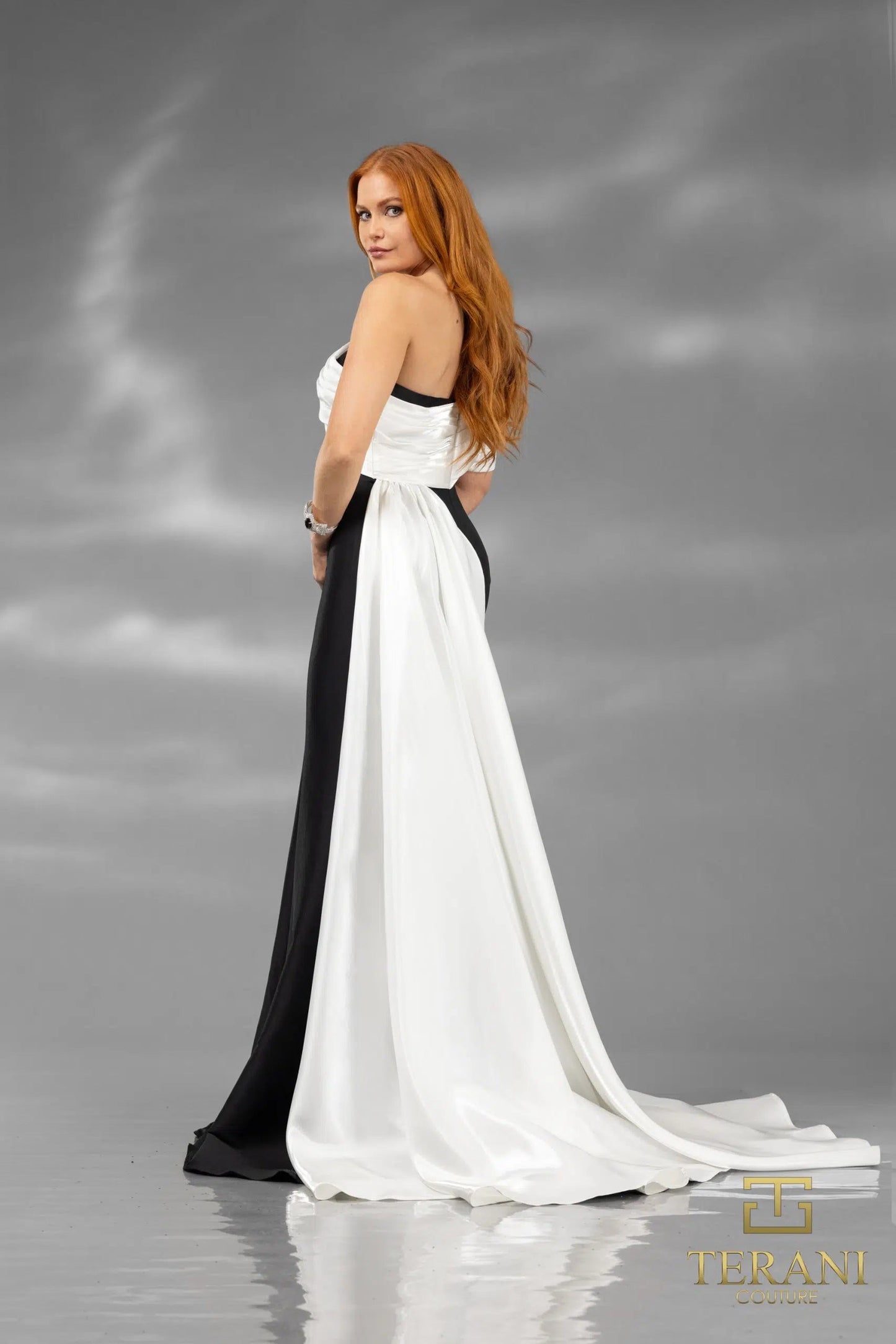 Formal Dresses Long Formal Overskirt Mermaid Evening Dress Black White