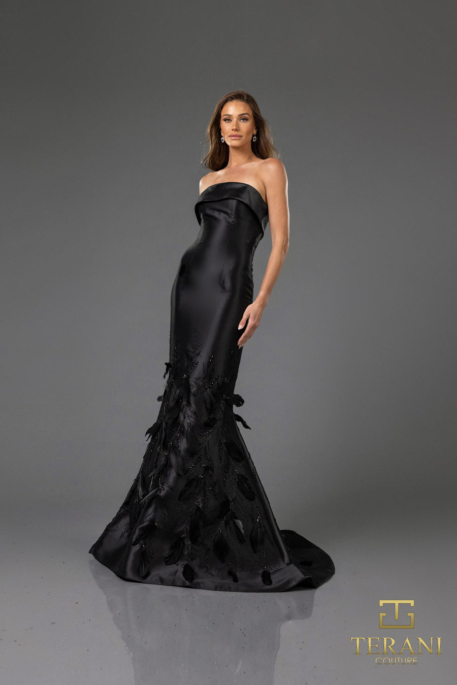Formal Dresses Feather Long Mermaid Formal Evening Dress Black