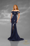 Formal Dresses Long Ruffle Formal Fitted Evening Dress Navy Grey