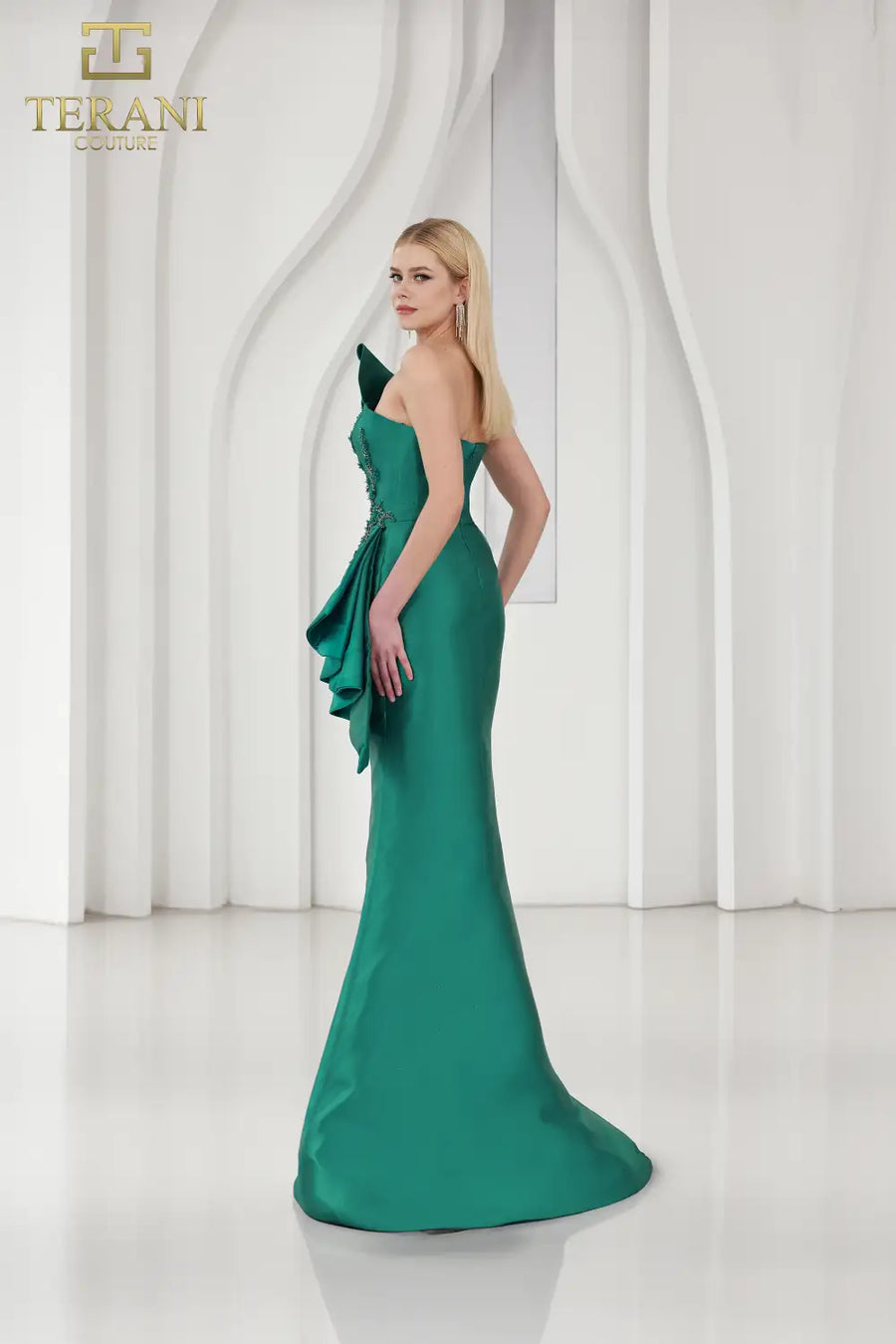 Formal Dresses Beaded Long Floral Lace Applique Formal Evening Dress Emerald