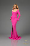 Formal Dresses Fitted Long Sleeve Formal Evening Dress Fuchsia