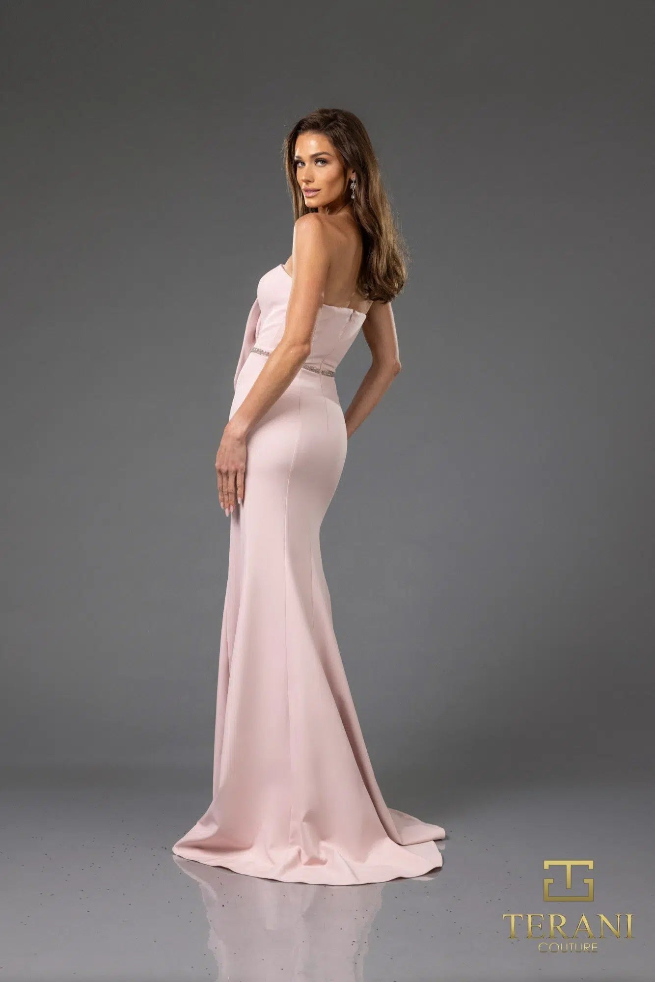 Formal Dresses Long Ruffle Slit Formal Evening Dress Blush