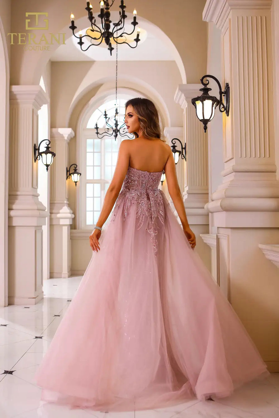 Prom Dresses Fitted Long Formal Beaded Prom Dress Blush