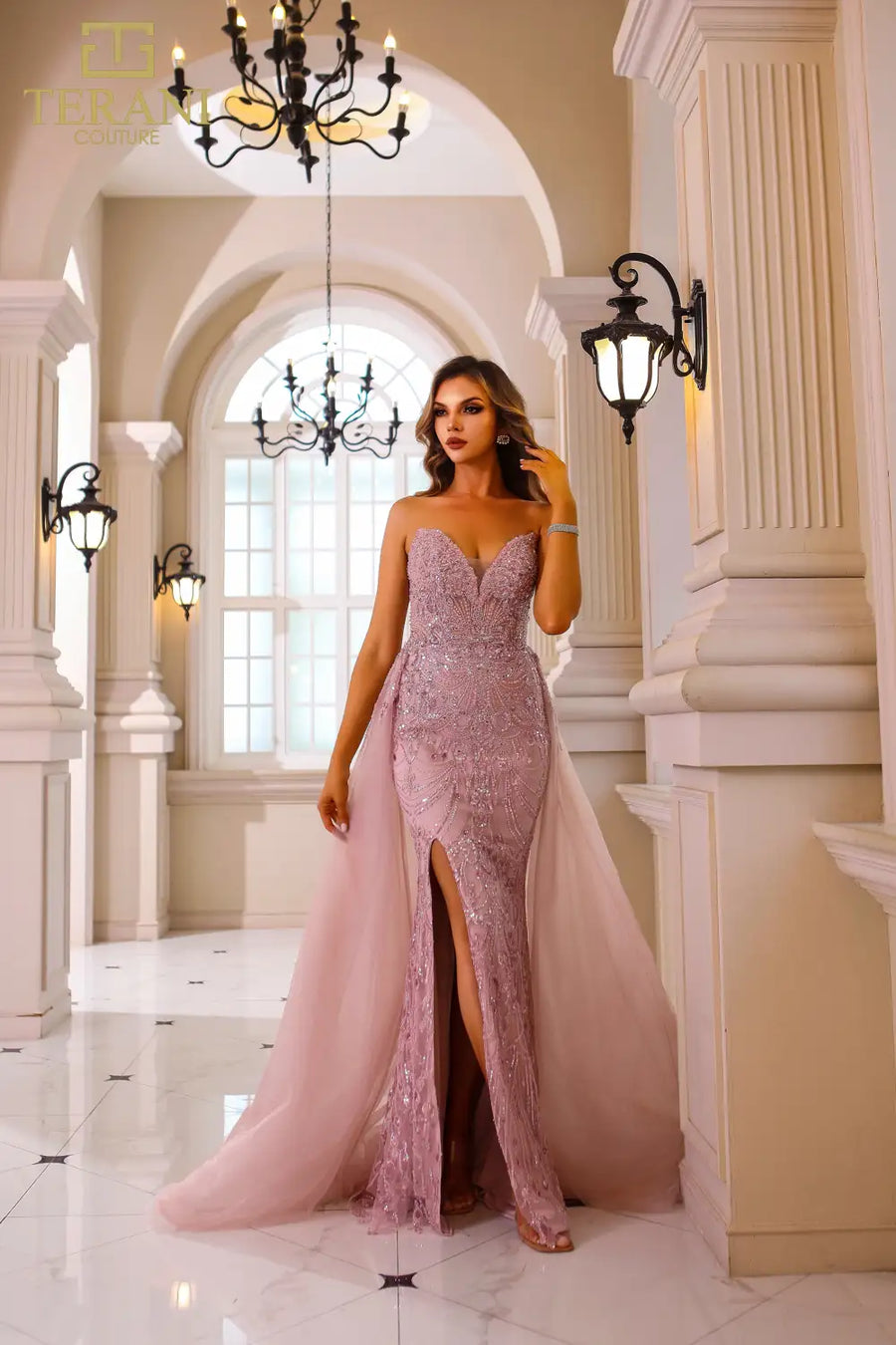 Prom Dresses Fitted Long Formal Beaded Prom Dress Blush