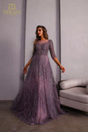 Formal Dresses Long Sleeve Ball Gown Beaded Formal Dress Mauve