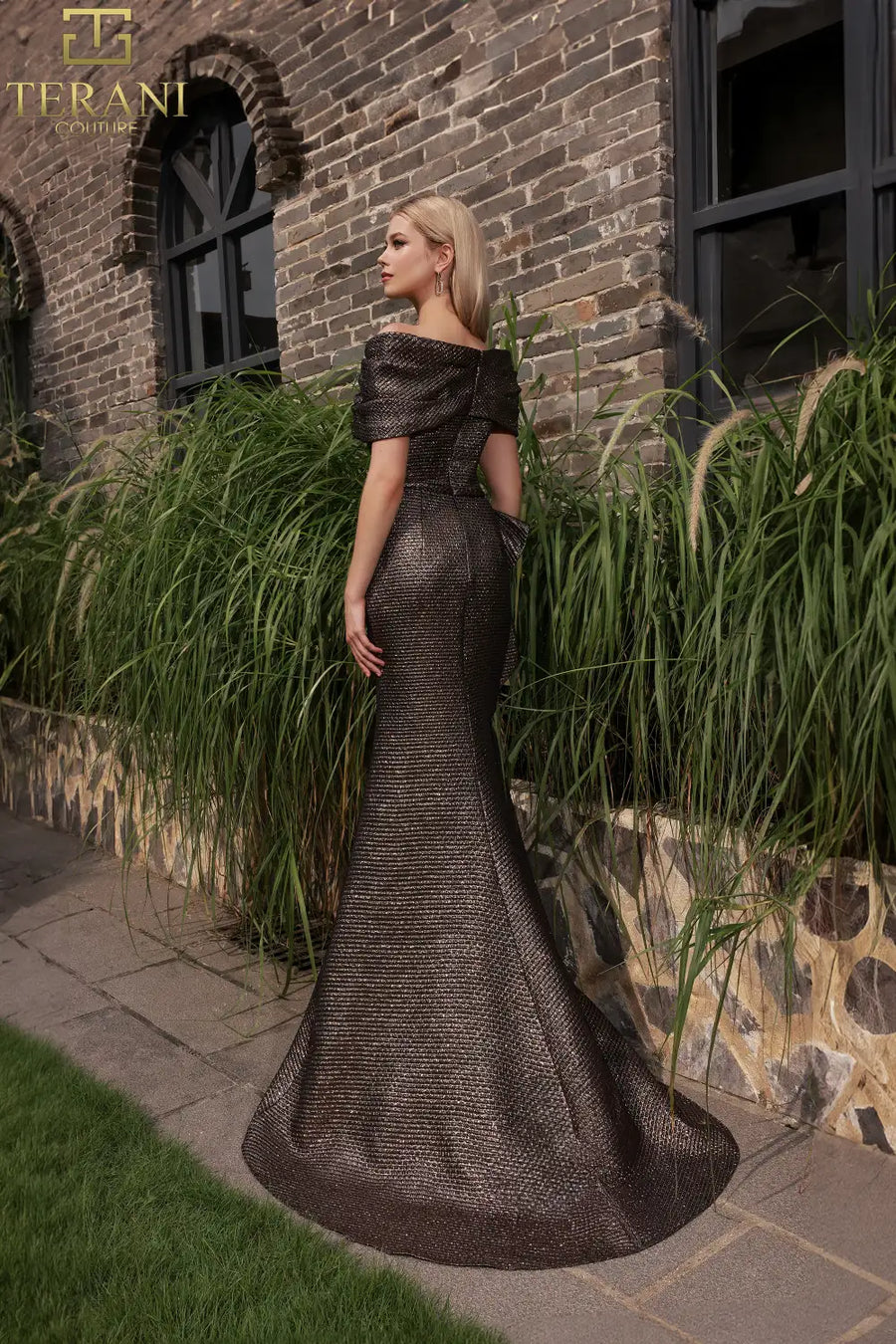 Formal Dresses Long Formal Metallic Evening Dress Amber