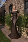 Formal Dresses Long Formal Metallic Evening Dress Amber
