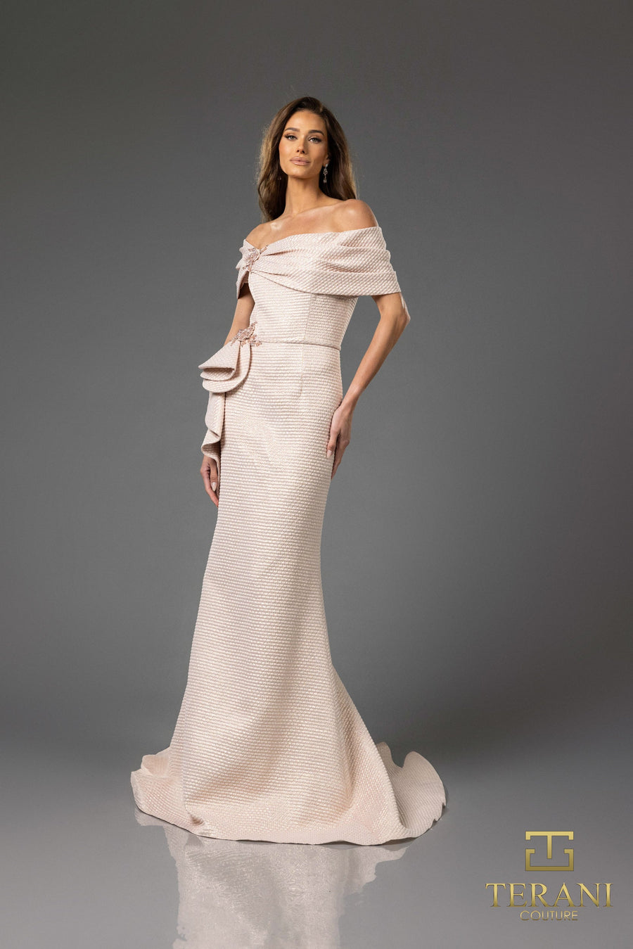 Formal Dresses Long Formal Metallic Evening Dress Rose Gold