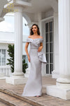 Formal Dresses Long Evening Gown Fitted Formal Dress  Taupe Silver