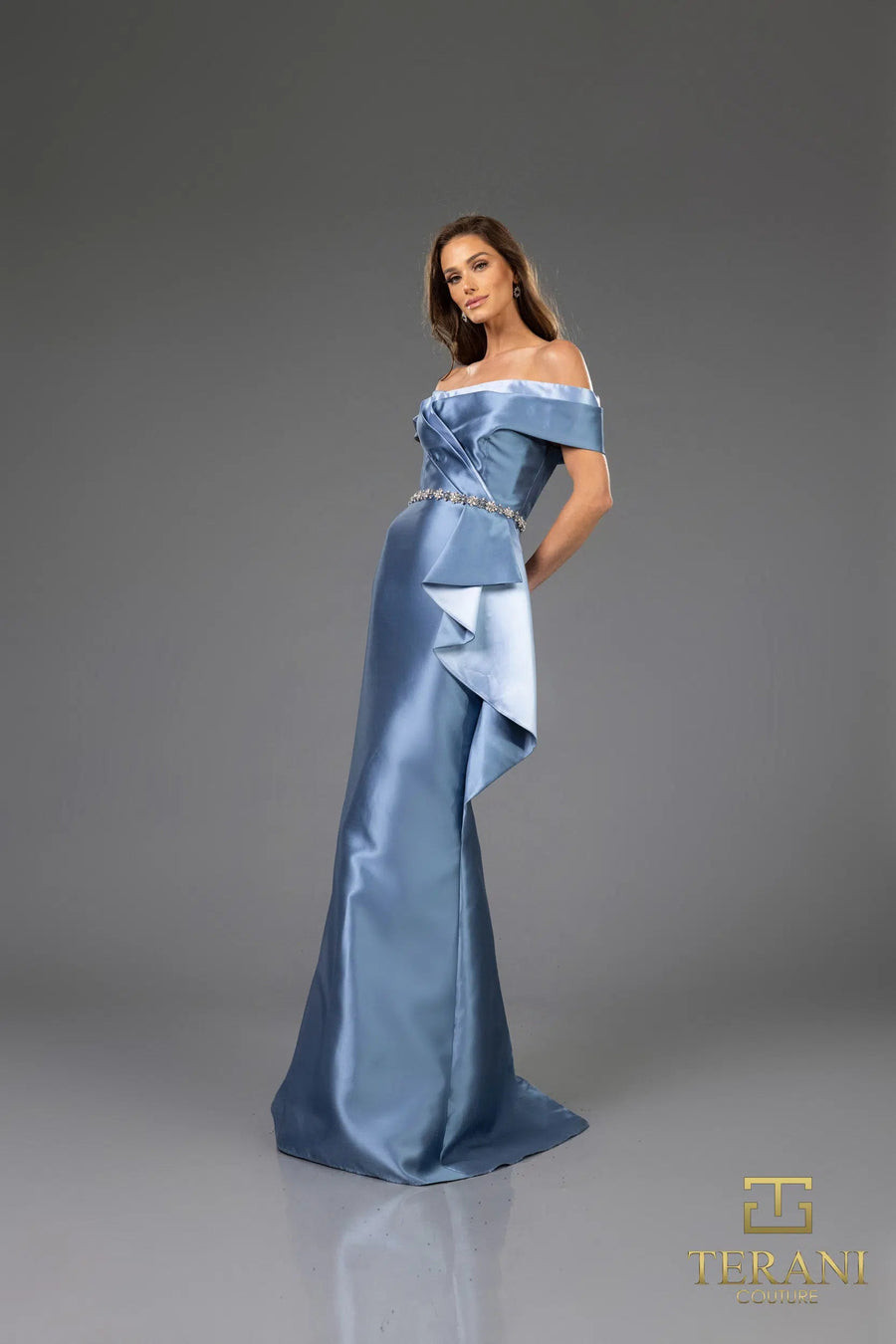Formal Dresses Long Evening Gown Fitted Formal Dress Denim Blue