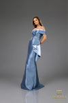 Formal Dresses Long Evening Gown Fitted Formal Dress Denim Blue