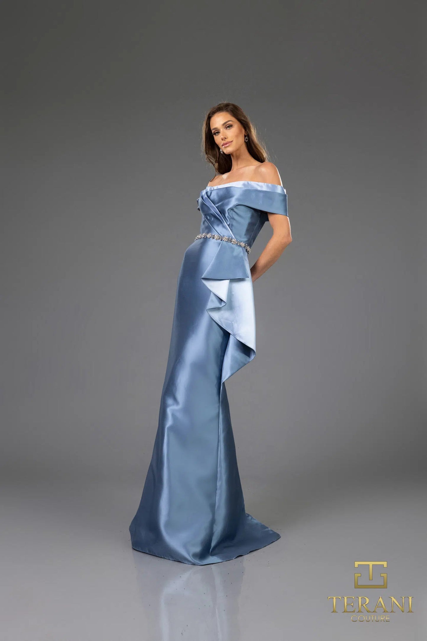 Formal Dresses Long Evening Gown Fitted Formal Dress Denim Blue