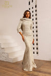 Mother of the Bride Dresses Long Fitted 3D Floral Evening Formal Dress Champagne