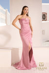 Prom Dresses Pleated Prom Long Slit Formal Dress Rose