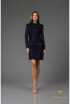Cocktail Dresses Long Sleeve Cocktail Short Dress Navy