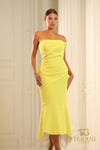 Cocktail Dresses High Low Mermaid Fit Cocktail Dress Lemon Ivory
