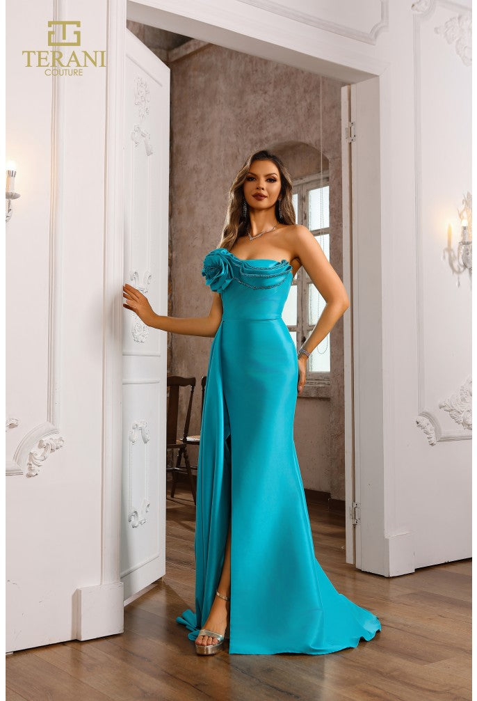 Prom Dresses Long Slit Fitted Formal Prom Dress Turquoise