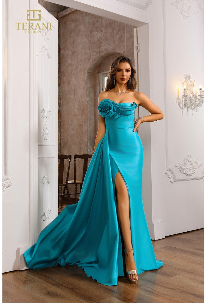 Prom Dresses Long Slit Fitted Formal Prom Dress Turquoise