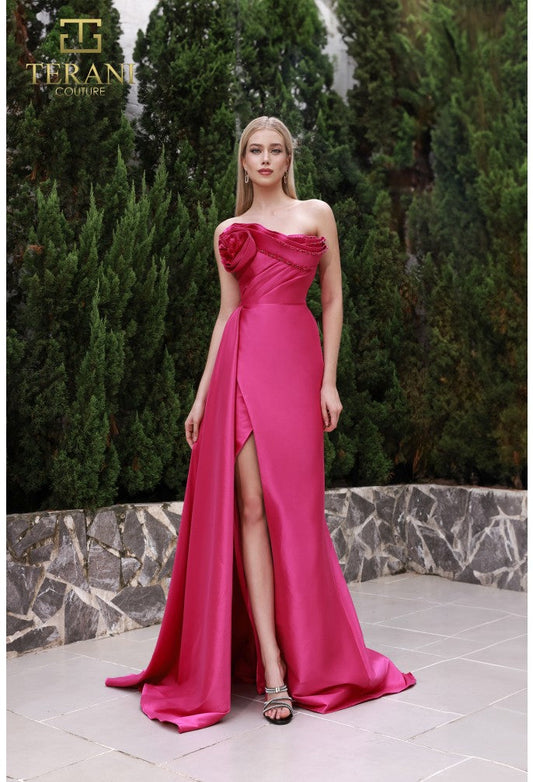 Prom Dresses Long Slit Fitted Formal Prom Dress Fuchsia