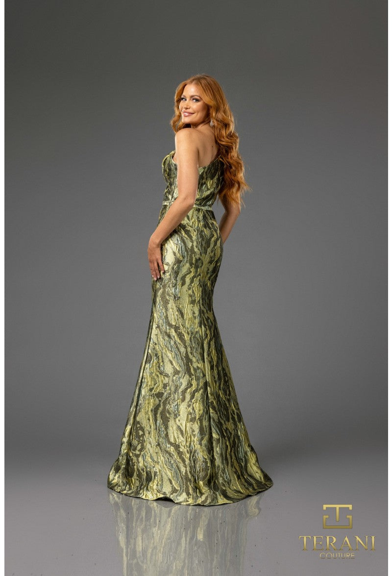 Formal Dresses Long Formal Slit Printed Evening Dress Green