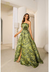 Prom Dresses Long Prom Ball Gown 3D Floral Applique Formal Evening Dress Green