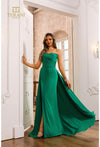 Formal Dresses Long Formal Pleated Overskirt Evening Dress Emerald