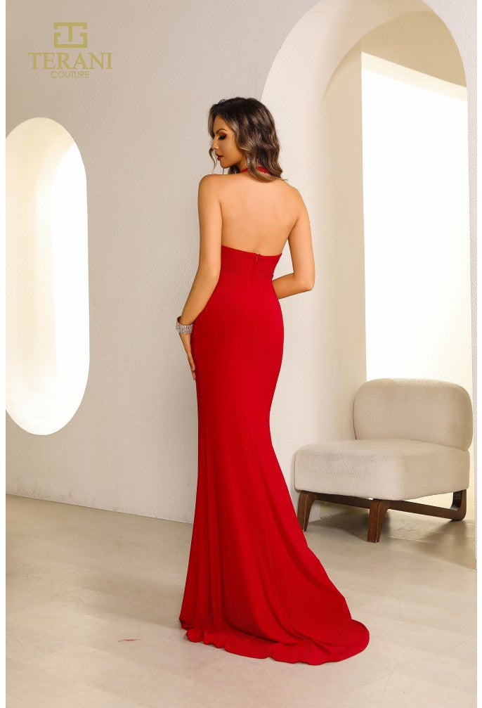 Prom Dresses Long Slit Fitted Evening Formal Prom Dress Red