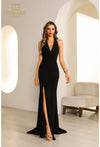 Prom Dresses Long Slit Fitted Evening Formal Prom Dress Black