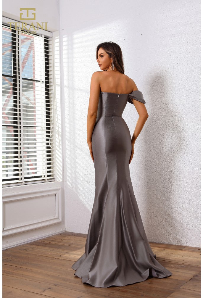 Formal Dresses Beaded Slit Long Formal Evening Dress Grey
