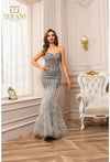 Prom Dresses Long Fitted Sequin Formal Prom Dress Silver Gunmetal