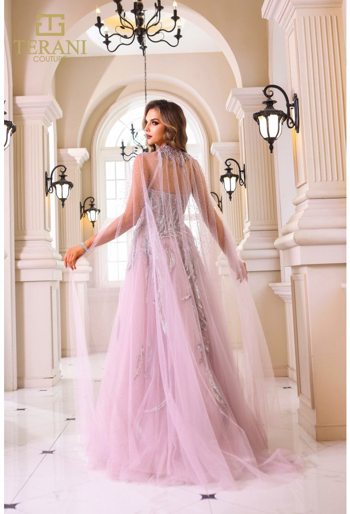 Prom Dresses A Line Long  Ball Gown Formal Beaded Prom Dress Rose Silver