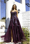 Prom Dresses A Line Long  Ball Gown Formal Beaded Prom Dress  Aubergine