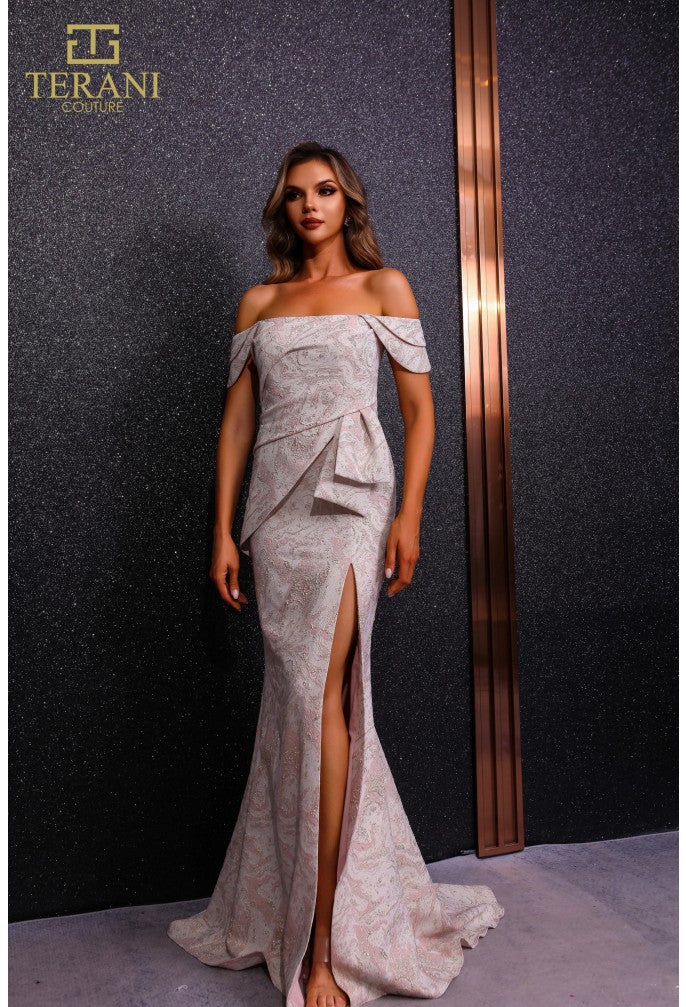 Formal Dresses Fitted Long Formal Slit Evening Dress Peach Gold