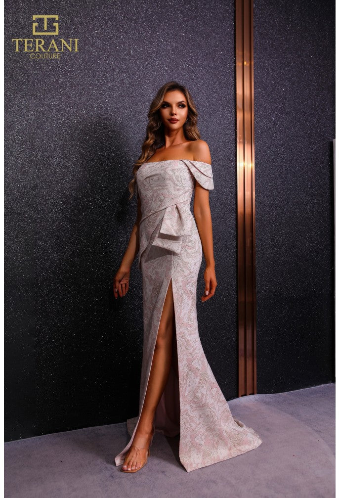 Formal Dresses Fitted Long Formal Slit Evening Dress Peach Gold