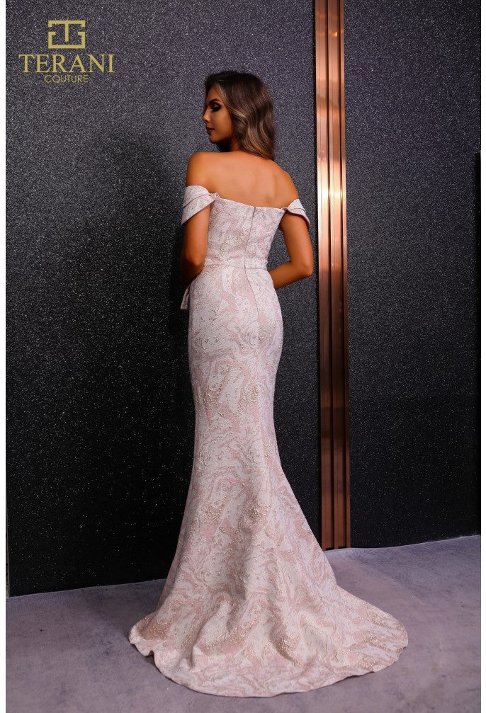 Formal Dresses Fitted Long Formal Slit Evening Dress Peach Gold