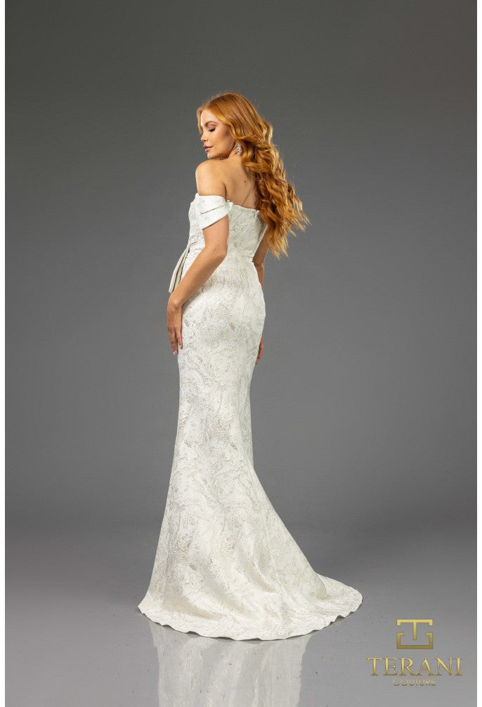 Formal Dresses Fitted Long Formal Slit Evening Dress  Sage Gold